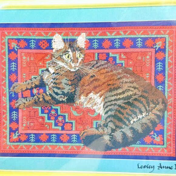 Lesley Anne Ivory Cats Cross Stitch Kit - "Muppet On Indian Carpet" (1997) New - Picture 2 of 5